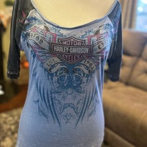 HARLEY DAVIDSON new with tags ladies scoop neck bling shirt